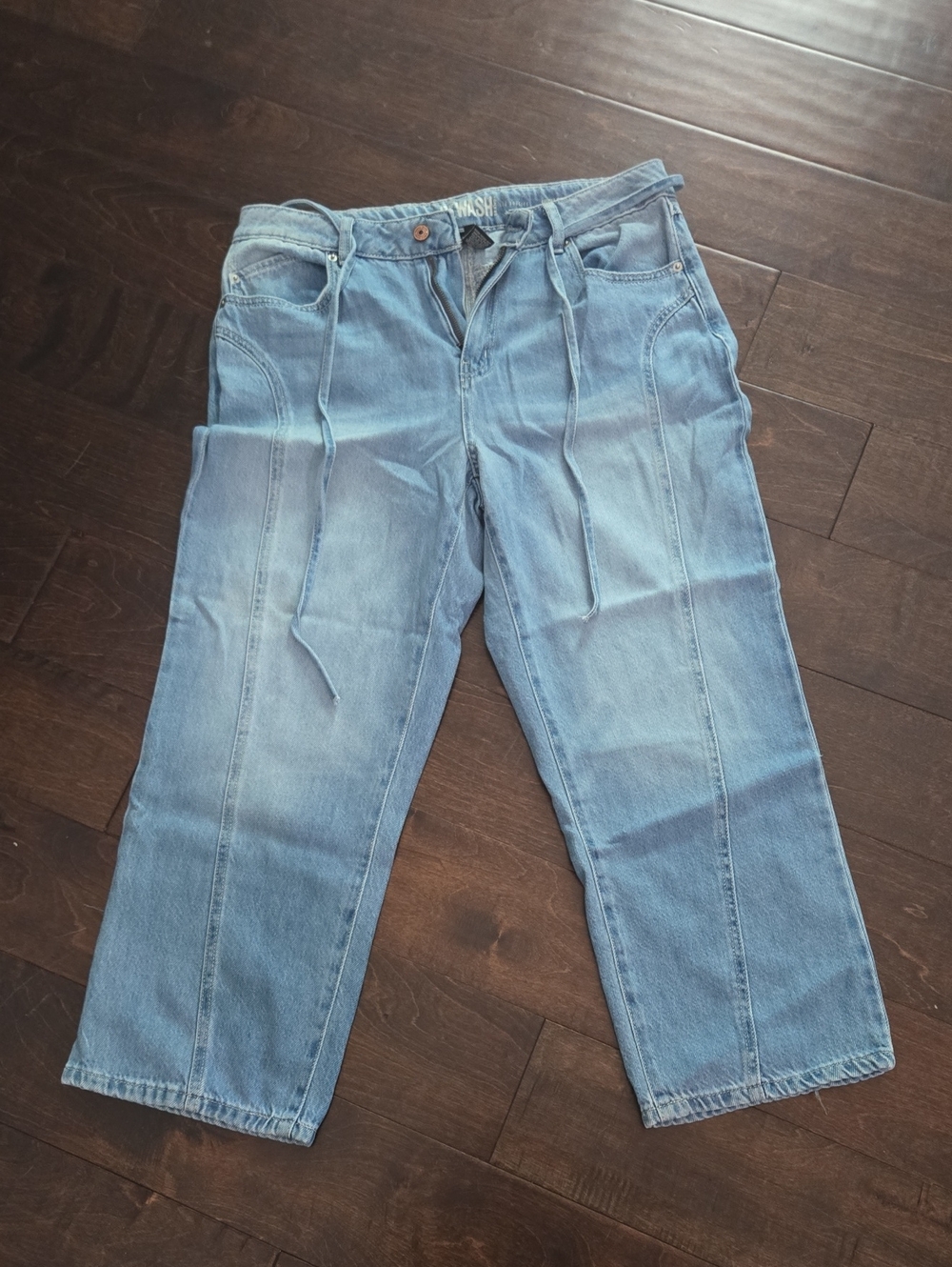 Rewash Light Wash High-Rise Drawstring Jeans